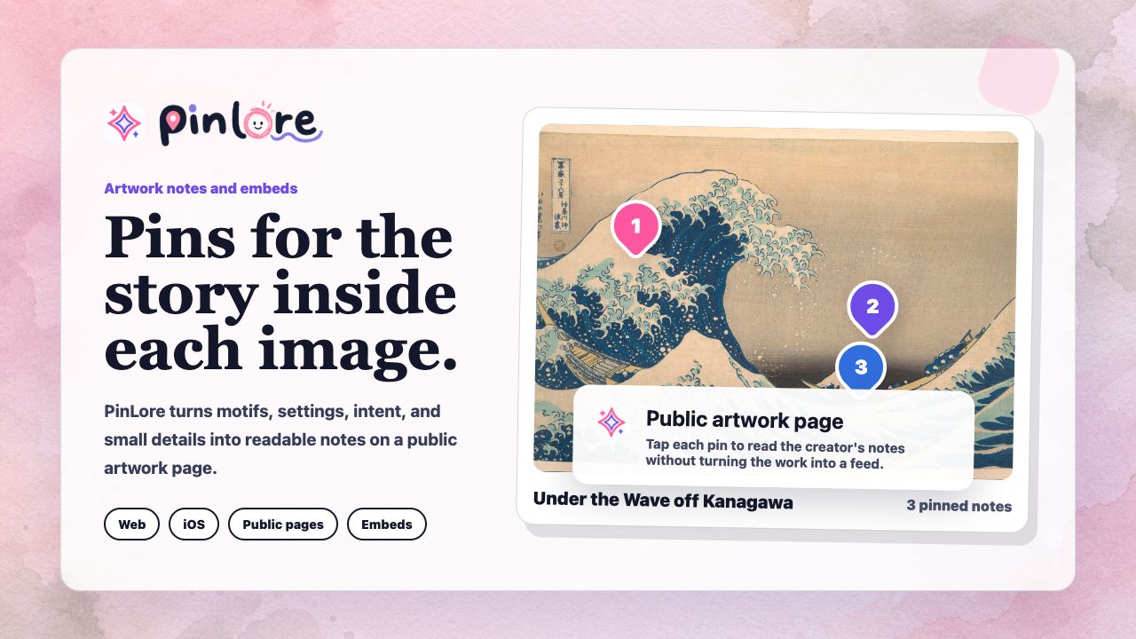 PinLore pinned artwork screen
